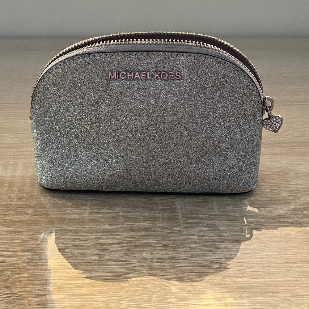 Michael Kors Shimmering Silver Cosmetic Bag